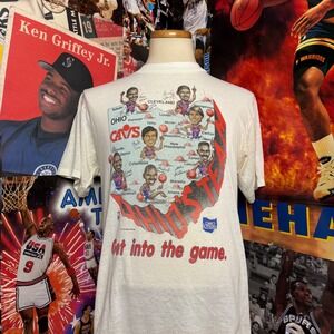 Vintage 80s Cleveland Cavs Ohio State‎ Caricature NBA Basketball Tee Sz Large